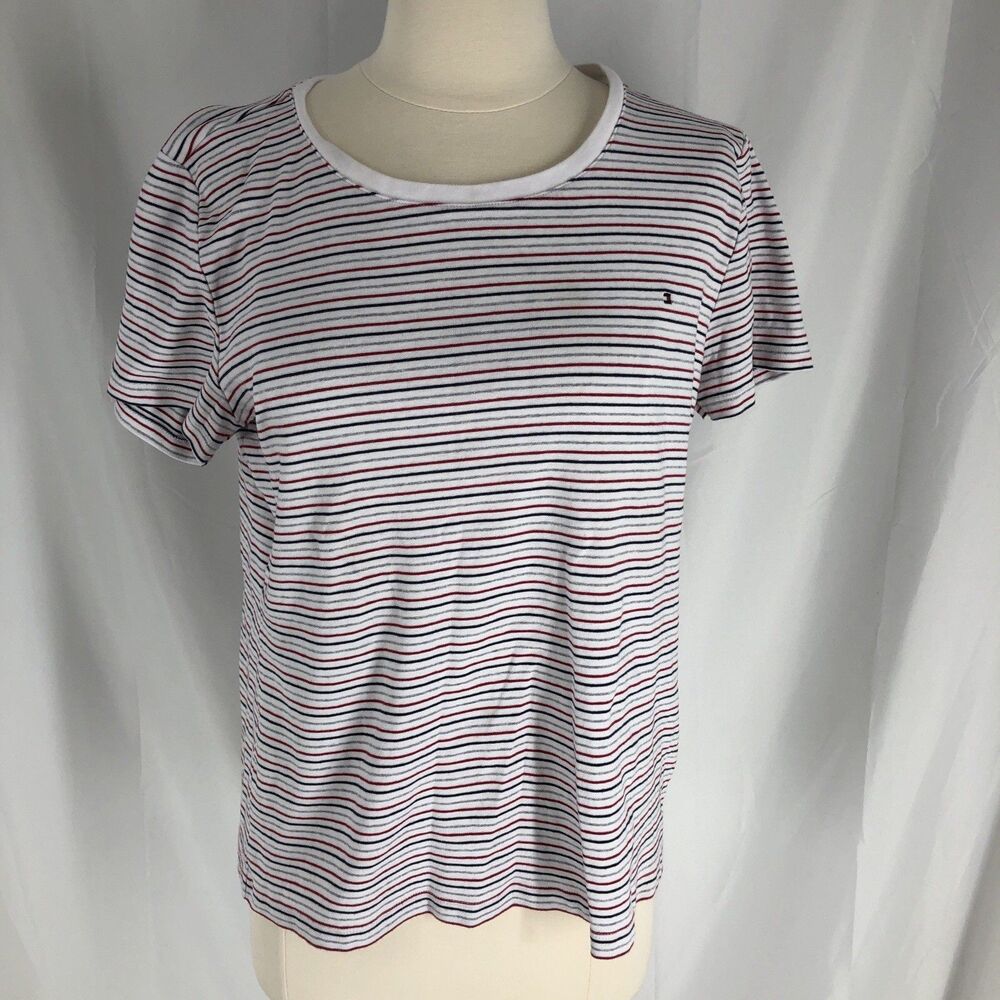 Tommy Hilfiger Striped Tee ~ Ladies XL ~ Red White Blue ~